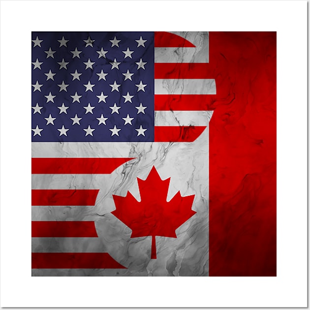 USA Canada Dual Yin Yang Flag Wall Art by Family Heritage Gifts